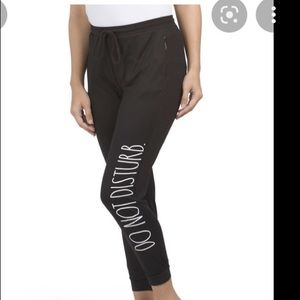 Rae dunn DO NOT DISTURB black jogger pajama pants size small nwt